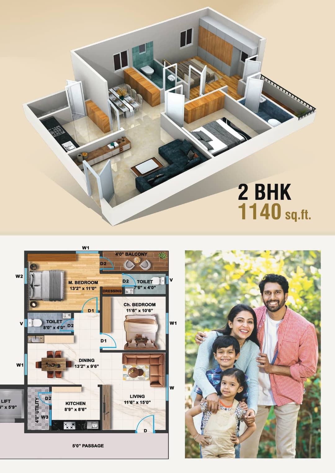2BHK Floor Plan